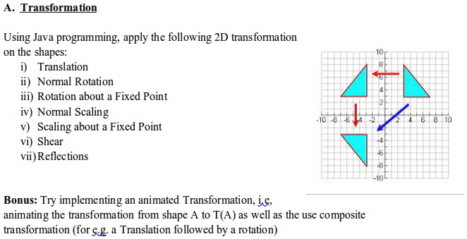 SOLVED: Using Java programming, apply the following 2D transformations ...