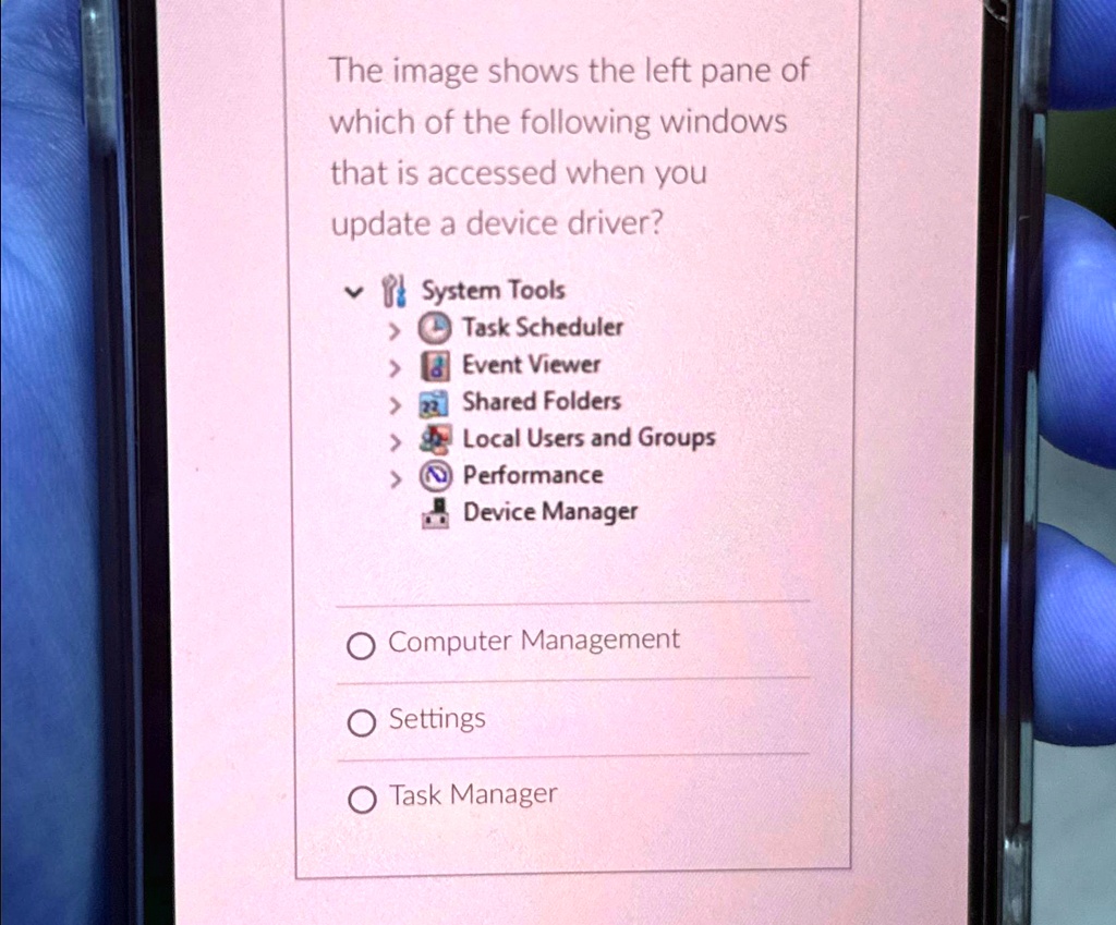 The image shows the left pane of which of the following windows that is ...