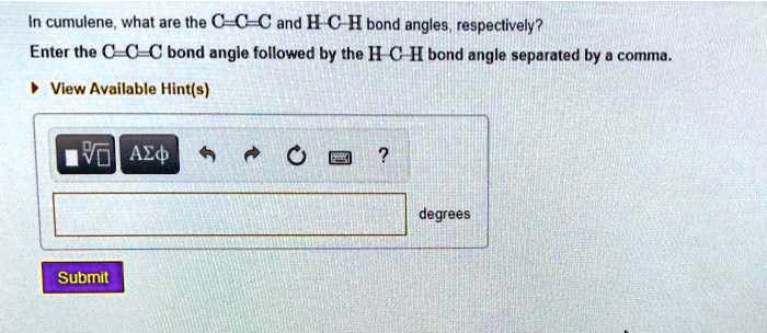 SOLVED: In cumulene, what are the C-C and H-C-H bond angles ...
