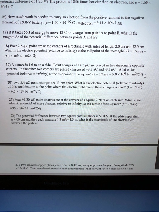 SOLVED: potential dufterence 0f 1.20 W?The proton IS 836 tumes heavicr ...