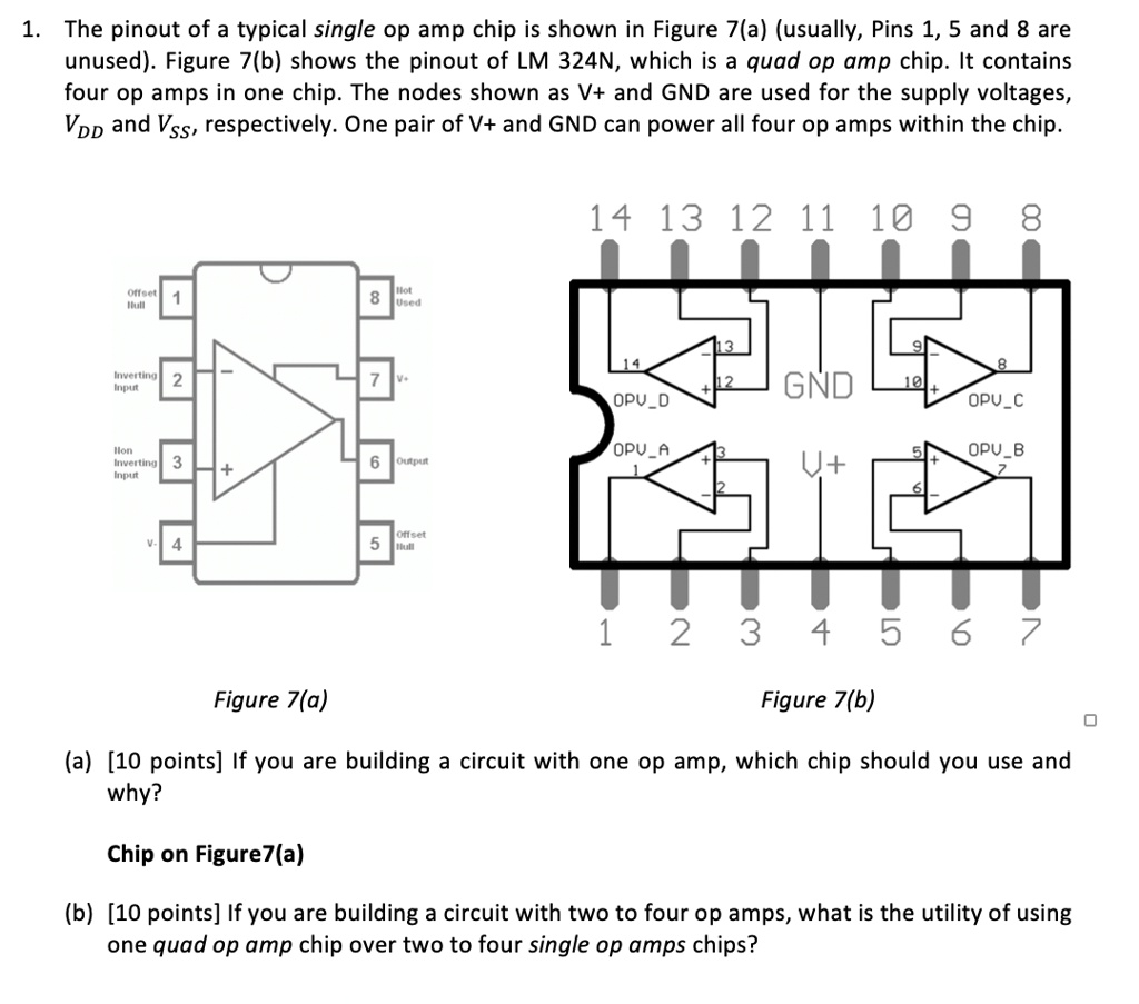 1. The pinout of a typical single op amp chip is shown in Figure 7(a ...