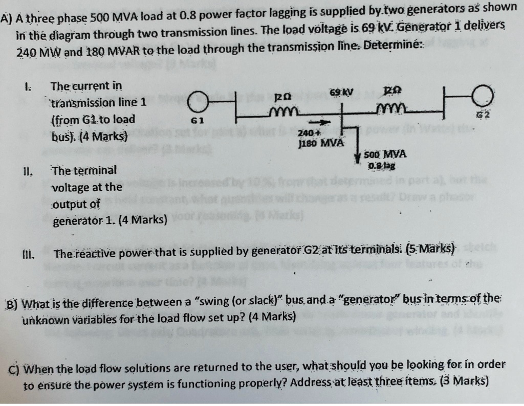 SOLVED: Texts: A) A three-phase 500 MVA load at 0.8 power factor ...