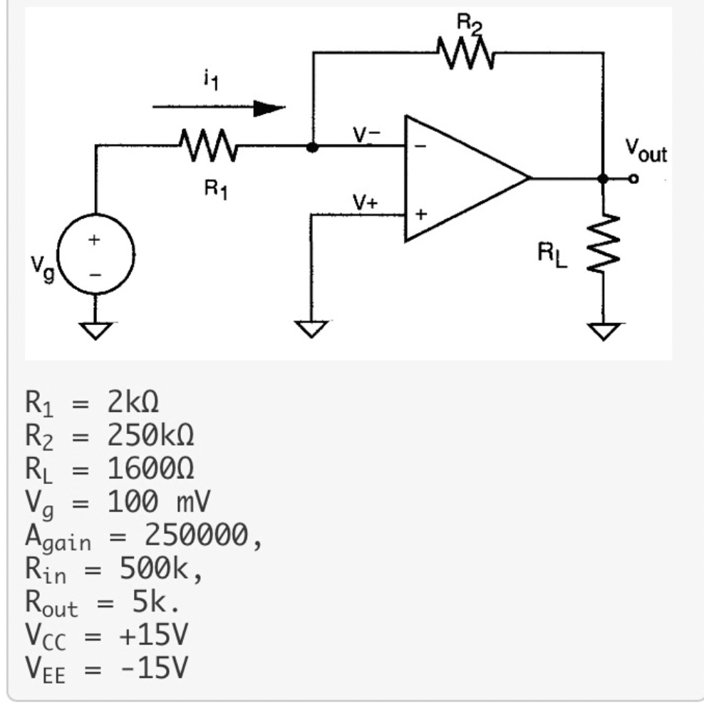 SOLVED: Given a circuit with the following parameters: 1. The Op-Amp ...