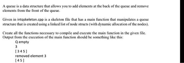 A queue is a data structure that allows you to add elements at the back ...