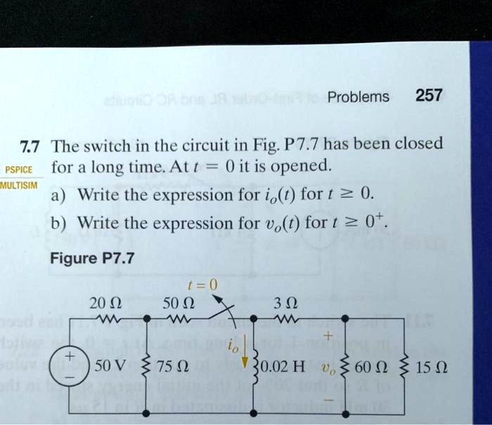 7.7 The switch in the circuit in Fig. P7.7 has been closed for a long ...
