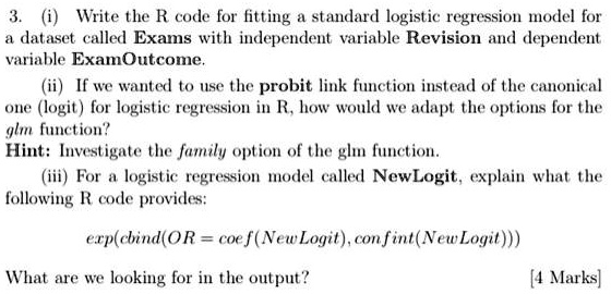Write the r code for fitting standard logistic regression...