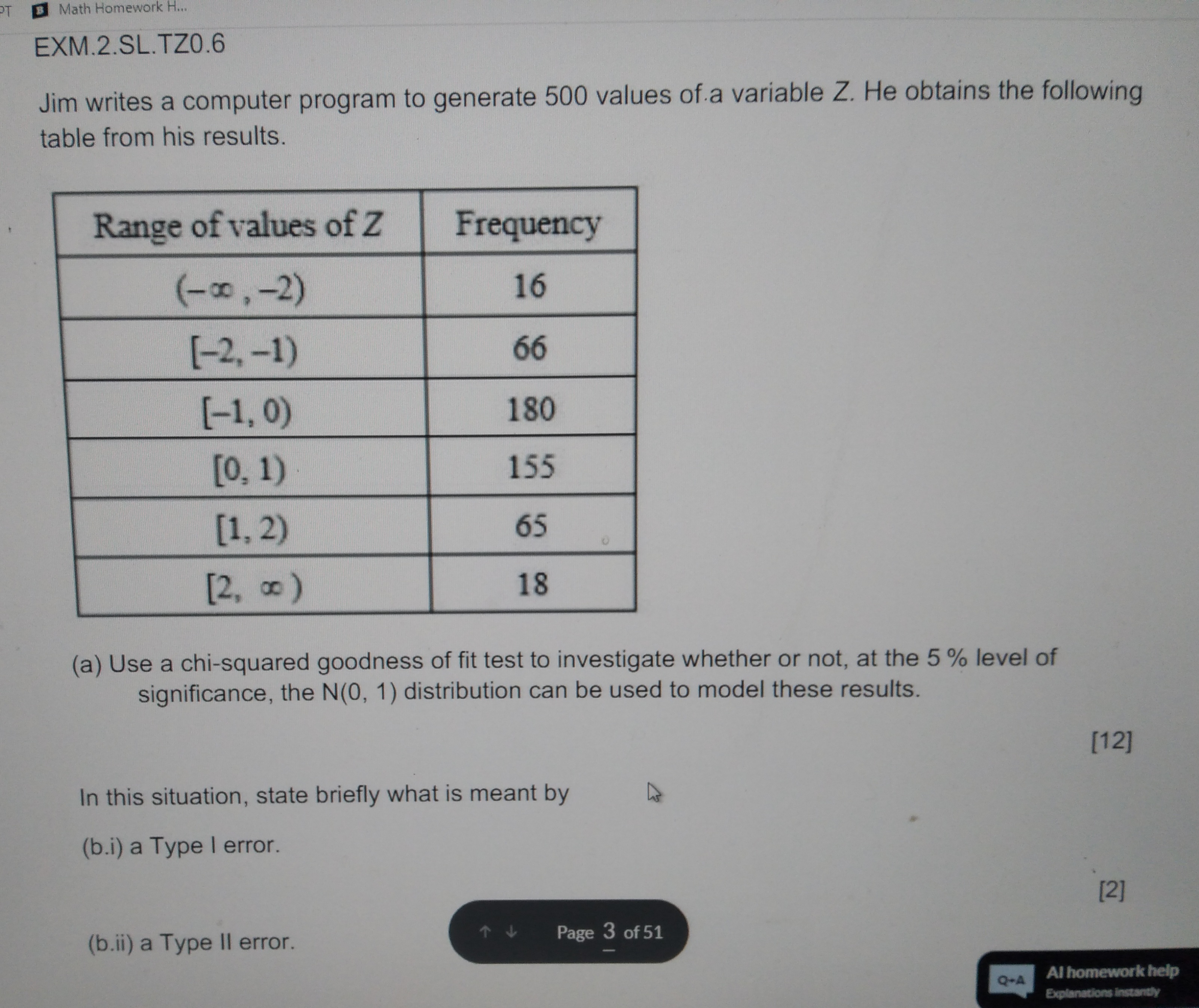 Math Homework H... EXM.2.SL.TZO.6 Jim writes a computer program to ...