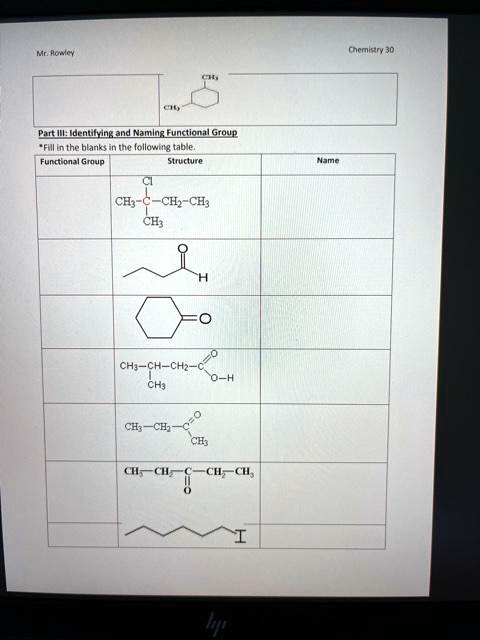 SOLVED: Mr. Rowley Chemistry 30 CH Part II: Identifying and Naming ...