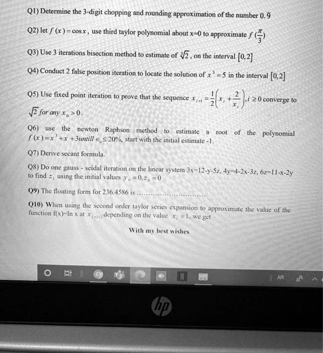 Chopping Rounding Mathod SOLVED:QI) Determine the 3-digit chopping and rounding approximation of ...