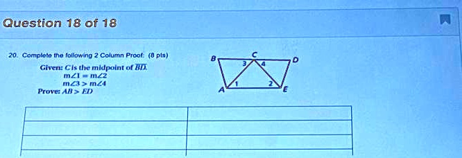 question 18 of 18 comptoto follox ng column prool plah glven ci llt midpoint ot hd ia mz m2mzi proveal f 53331