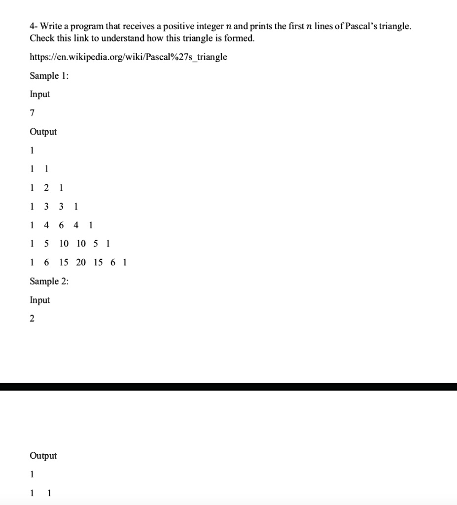 SOLVED: Write a program that receives a positive integer n and prints ...