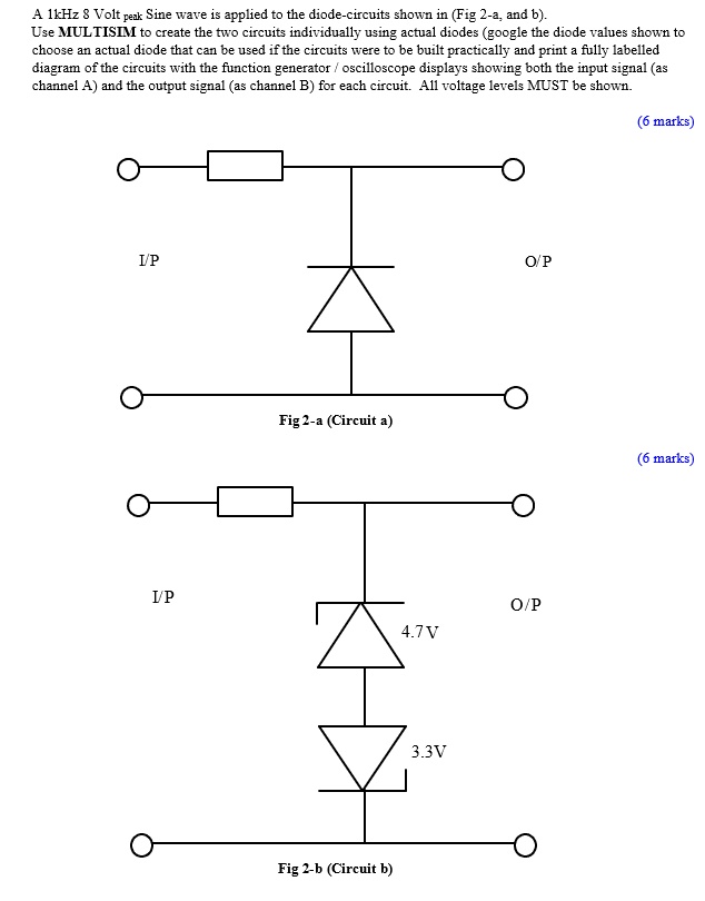 SOLVED A 1kHz 8 Volt peak sine wave is applied to the diode circuits