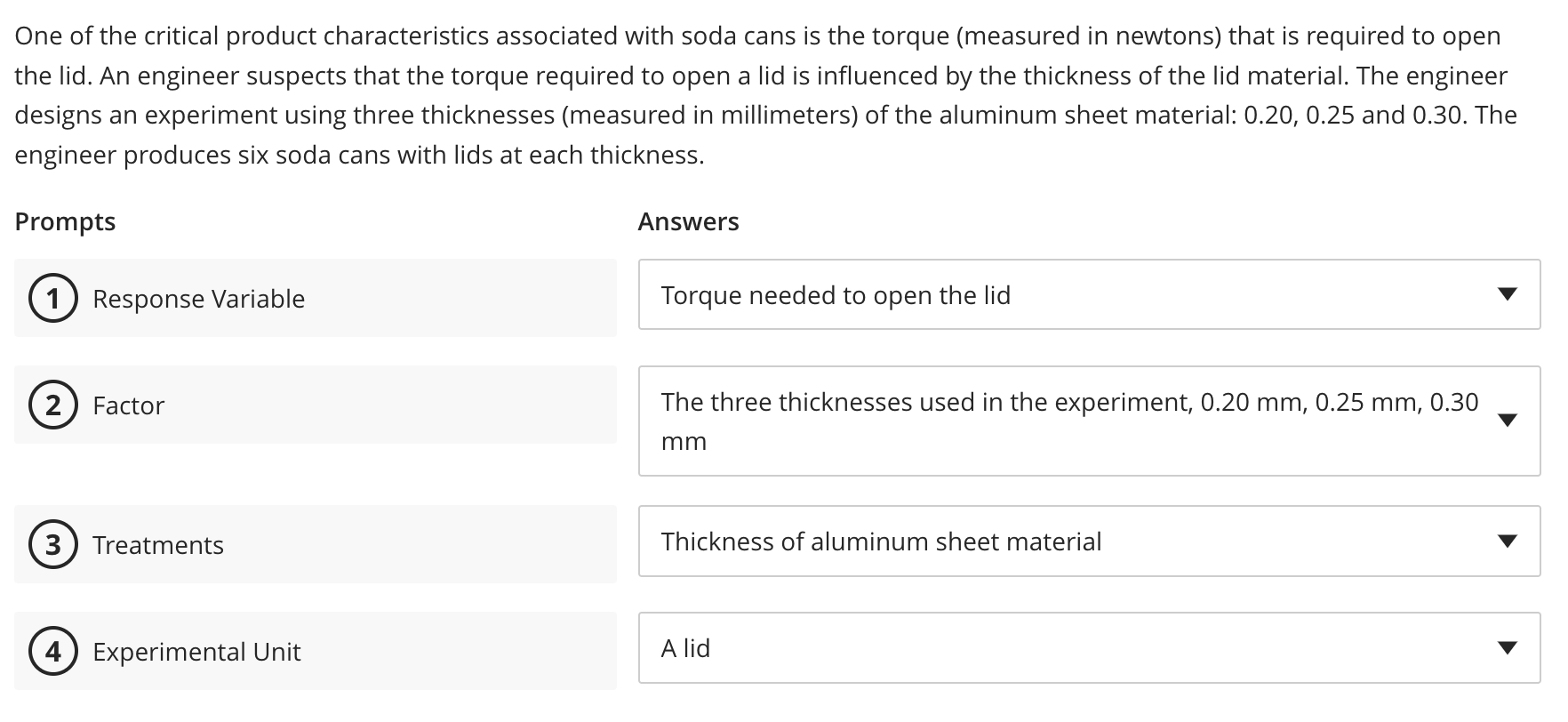 SOLVED One of the critical product characteristics associated with