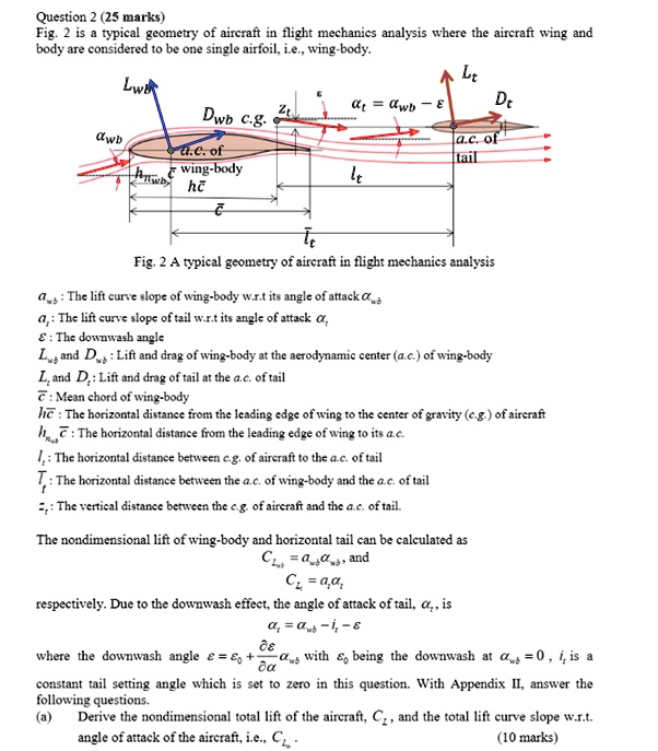 question 2 25 marks fig 2 is a typical geometry of aircraft in flight ...