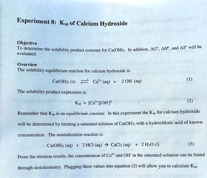 solubility of calcium hydroxide experiment