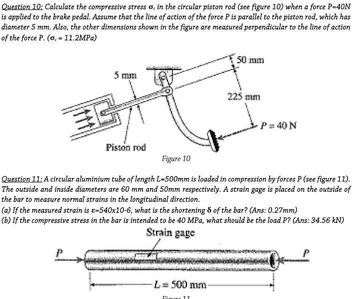 SOLVED Question 10 Calculate the compressive stress o in the circular