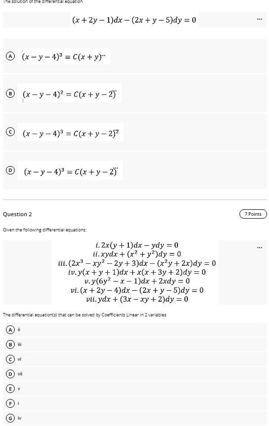 Solved X Zy 1 Dx 2x Y 5 Dy 0 Y 4 3 C X Y X Y 4 C R Y 2 X Y 4 3 C Xty 2 X Y 4 3 C X Y 2 Question Pcints Iante Iloxin E Frenta Juatone I