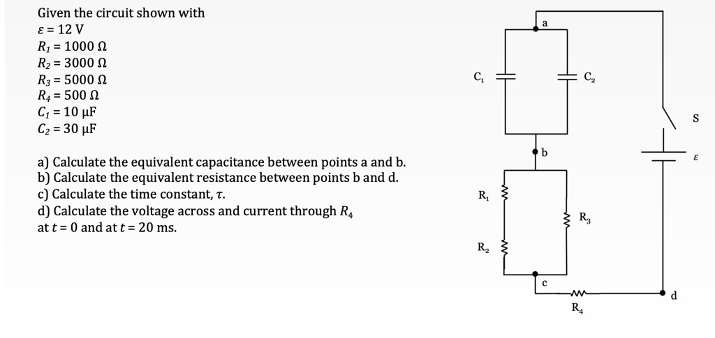 Capacitance Code R3 10c Given the circuit shown with ε = 12 V R1 = 1000 Ω R2 = 3000 Ω R3 = 5000 ...