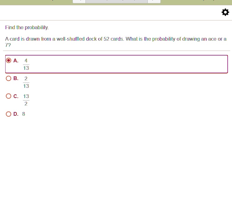 SOLVED Fird the probability card is drawn from & wellshuffled deck of