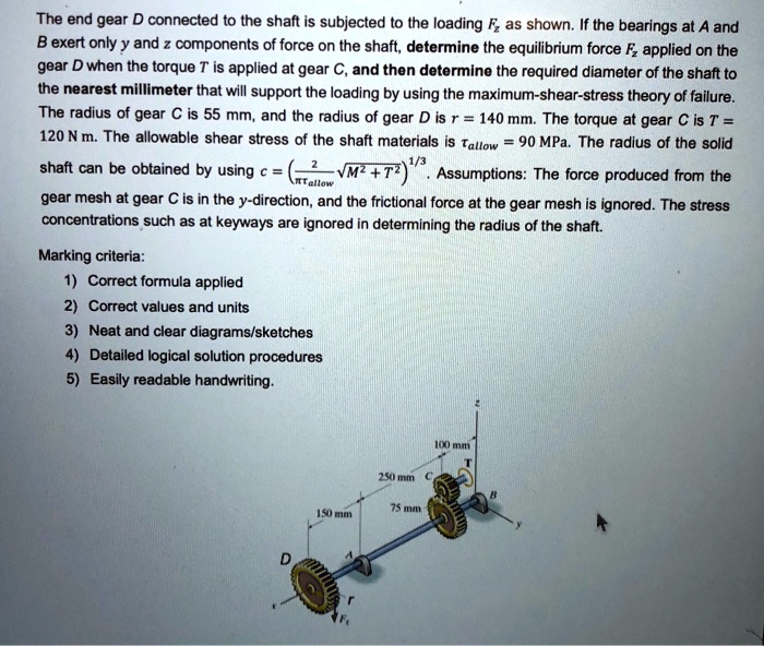 SOLVED The end gear D connected to the shaft is subjected to the