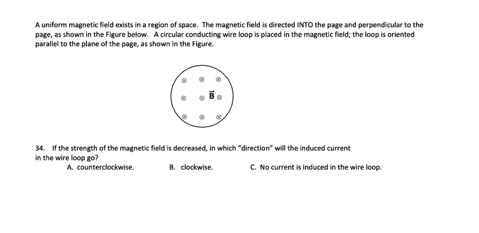 SOLVED: A uniform magnetic field exists in a region of space. The ...