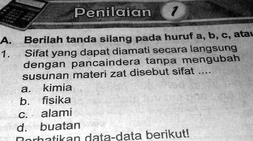 SOLVED: Sifat Yang Dapat Diamati Secara Langsung Dengan Panca Indra ...