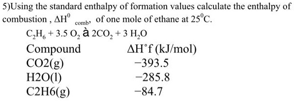 SOLVED: Using the standard enthalpy of formation values, calculate the ...