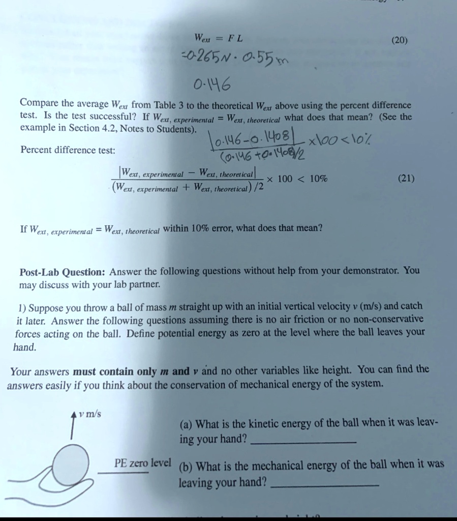 SOLVED: Weu = F L (20) 0265N . 0 551r 0-146 Compare the average Wevz from  Table 3 t0 the theoretical Wev above using the percent difference test; Is  the test successful?