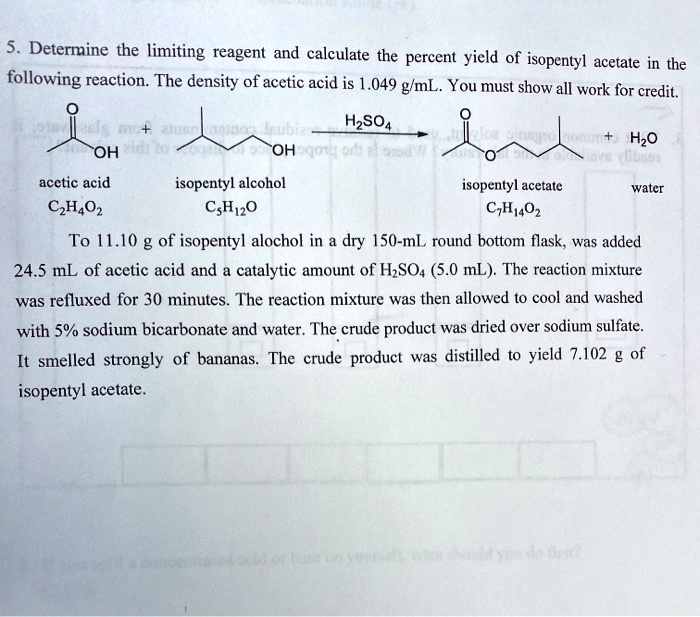 SOLVED 5. Determine the limiting reagent and calculate the percent