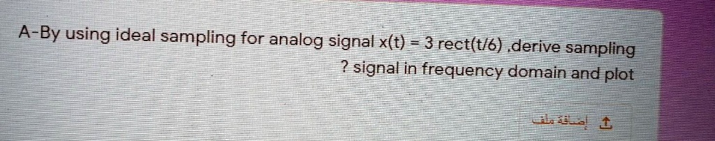 SOLVED: By using ideal sampling for analog signal x(t) = 3 rect(t/6 ...