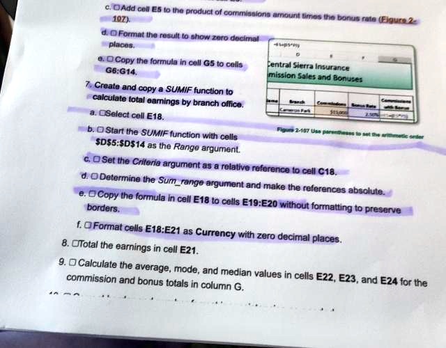 c. Add cell E5 to the product of commissions amount times the bonus ...