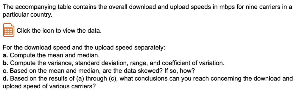 Solved The accompanying table contains the overall download