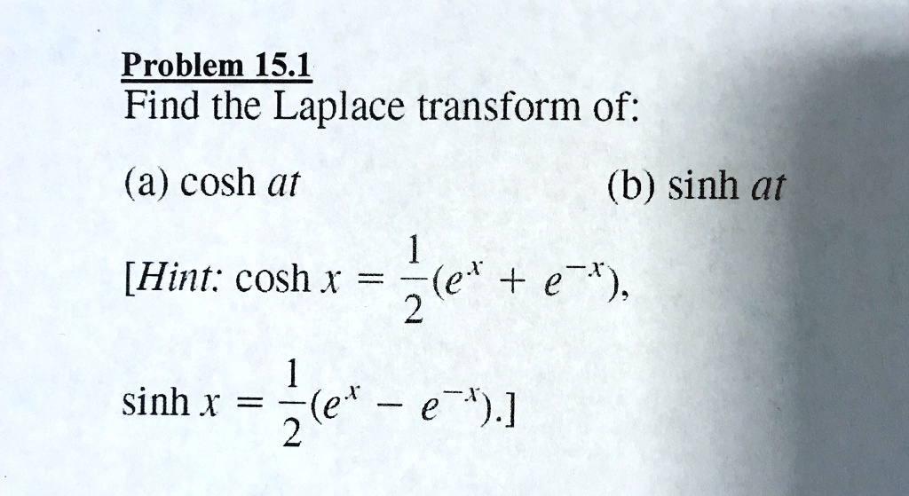 SOLVED: Problem 15.1 Find The Laplace Transform Of: (a) Cosh At (b ...