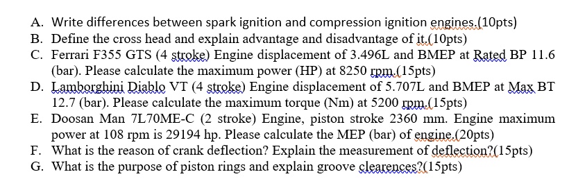 SOLVED: A. Write differences between spark ignition and compression ...
