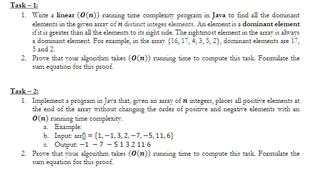 SOLVED: Task -1: 1. Write a linear (0(n)) running time complexity ...