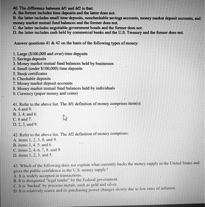 SOLVED 40. The difference between M1 and M2 is that A. the former