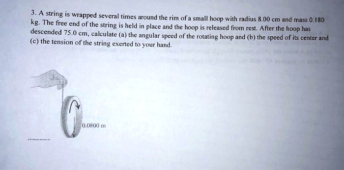 3a string is wrapped several times around the rim of a small kg the ...