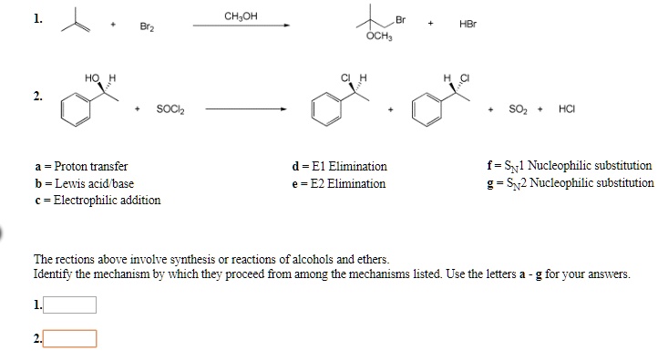 SOLVED: Text: CH3OH HBr OCH3 SOCl2 SO2 HCl Proton transfer - b = Lewis ...