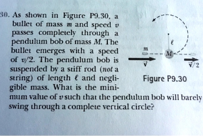 SOLVED: As shown in Figure P9.30, a bullet of mass m and speed v passes ...