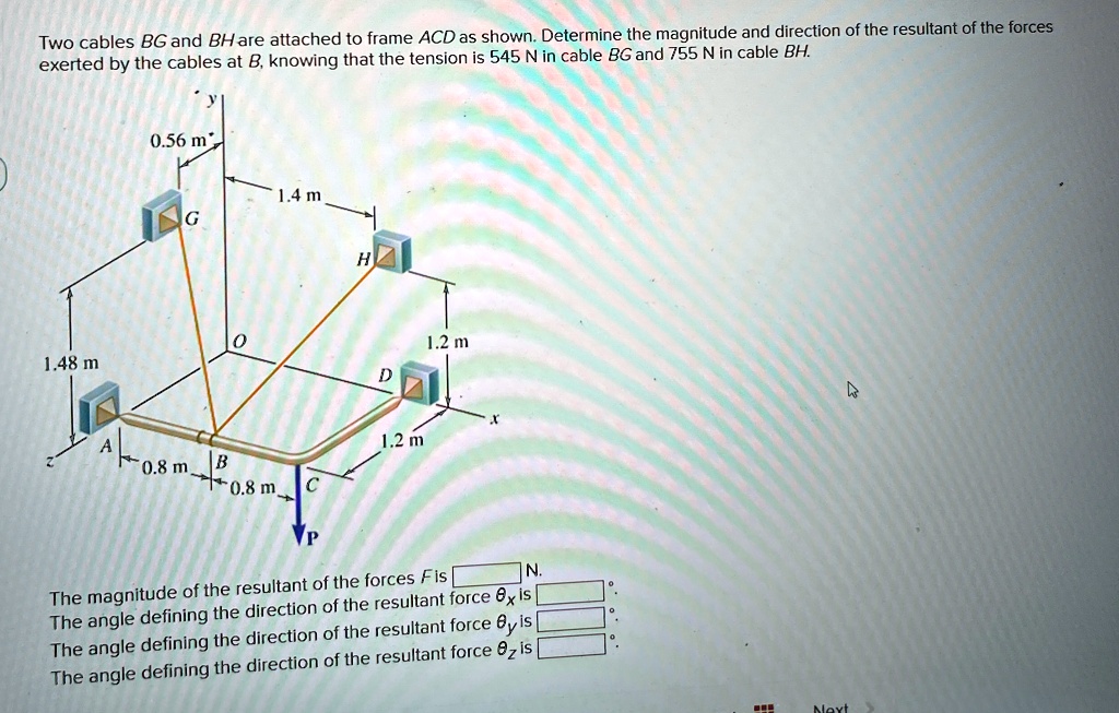 [GET ANSWER] two cables bg and bh are attached to frame acd as shown ...