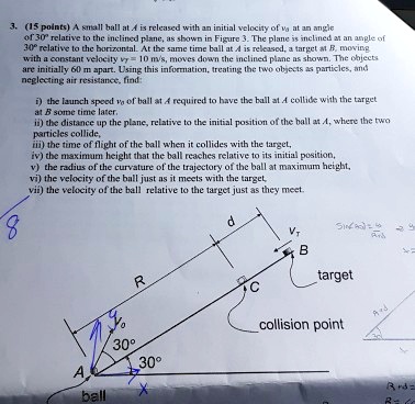 SOLVED: A small ball at A is released with an initial velocity of vo at ...