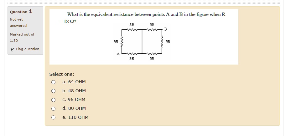 SOLVED Question What Is The Equivalent Resistance Between 48 OFF