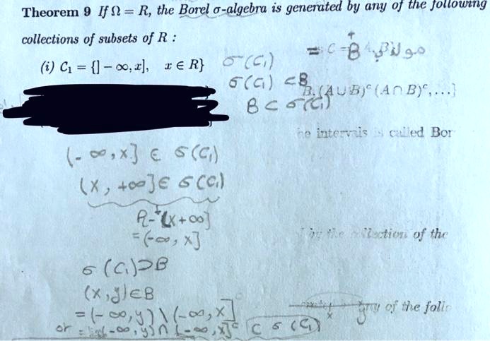 SOLVED:Theorem 9 If 0 = R, The Borel &-algebra Is Generated By Any 0 ...