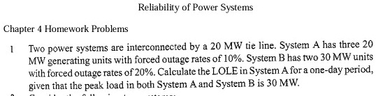 SOLVED: please give a detailed calculation Reliability of Power Systems ...
