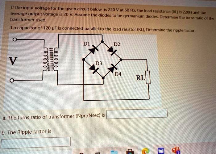 SOLVED: Transformer used. If a capacitor of 120 Î¼F is connected in ...
