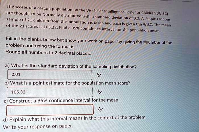 Wisc Math Problem SOLVED: The scores of a certain population on the Wechsler Intelligence ...