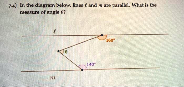 7.4) In the diagram below, lines ℓ and m are parallel. What is the measure of angle θ?