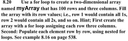 Video Solution: 8.20 Use A For Loop To Create A Two-dimensional Array 