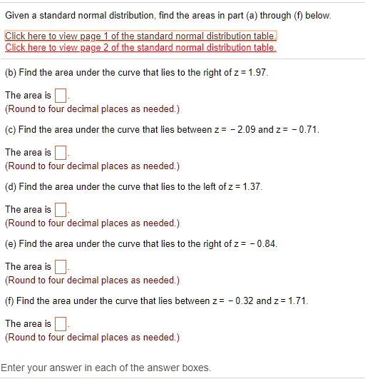 standard normal table to the left