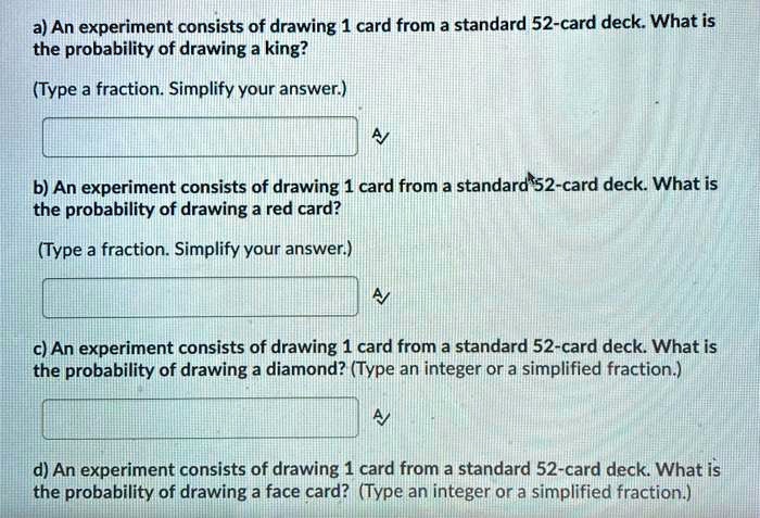 an experiment consists of drawing 1 card